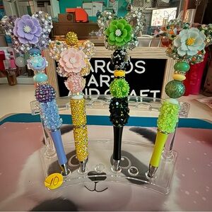 Colorful Beaded Pens with Floral Accents